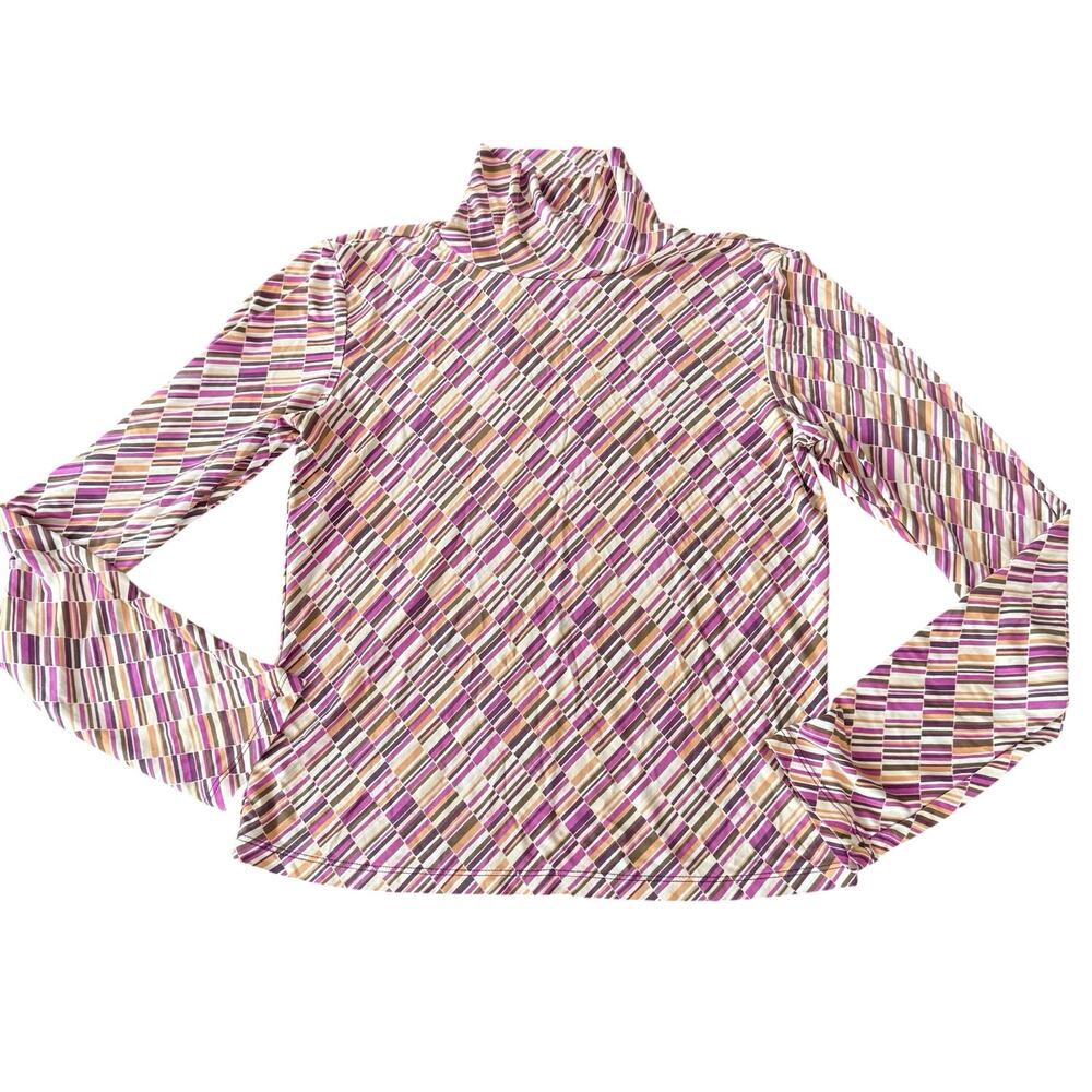 The Limited Women’s silk peach/purple abstract stipe mock neck top, y2k, Size S